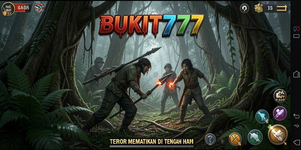 Gameplay mencekam BUKIT777 yang menunjukkan suasana hutan angker.