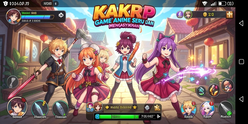 Tampilan gameplay KAKRP dengan karakter anime yang menarik.