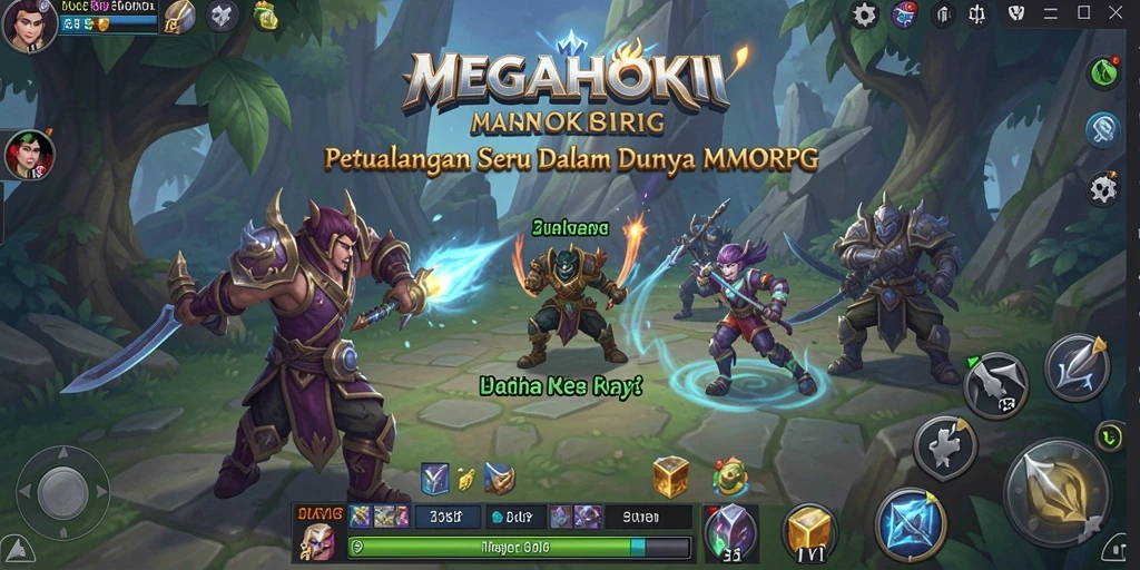 Tampilan gameplay seru di dunia MEGAHOKI dengan petarungan epik.
