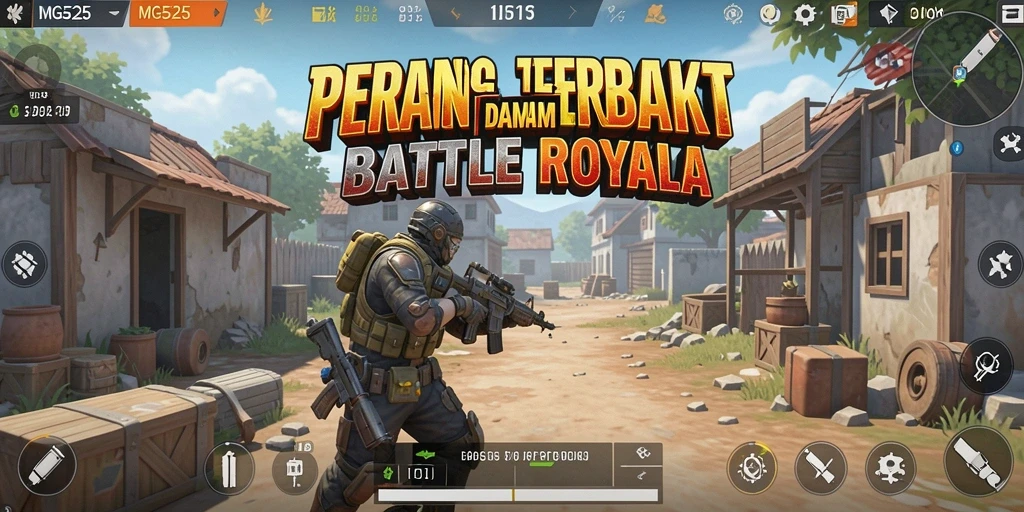 Gameplay intens di MG525 dalam pertempuran Battle Royale.
